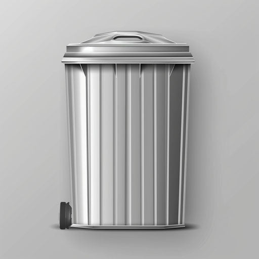 Flat metallic silver background supporting a realistic bin clipart
