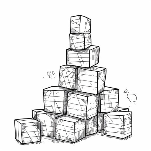Stacked building blocks coloring page