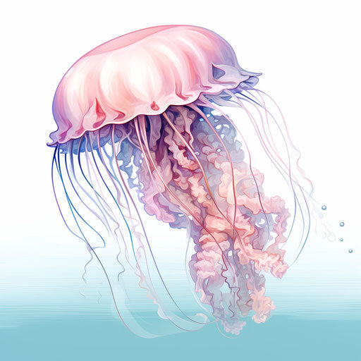 Jellyfish clipart in the style of Oil painting, on a white background