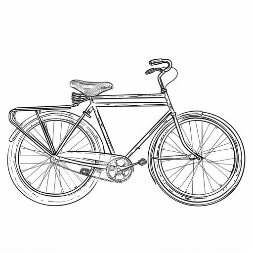 Simple bicycle outline, in the style of Maria Sibylla Merian