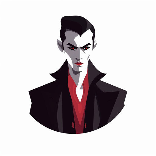 Minimalist vampire clipart on white background