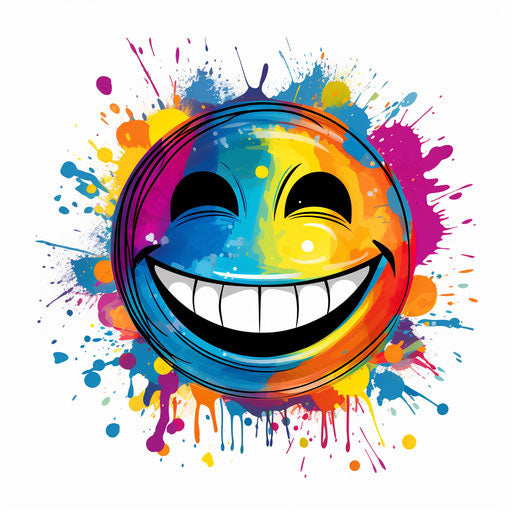 Happy face clipart in the style of Chiaroscuro Art, on a white background