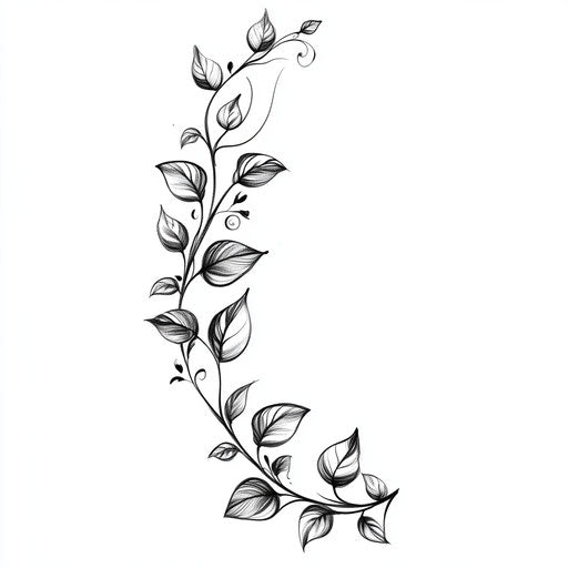 Inner elbow tattoo with delicate vine and leaves