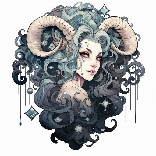 Ram zodiac sign tattoo isolated on white background