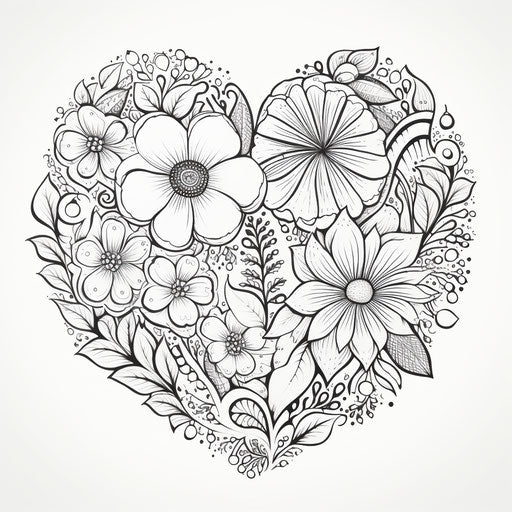 Heart in a circle for coloring book with doodles