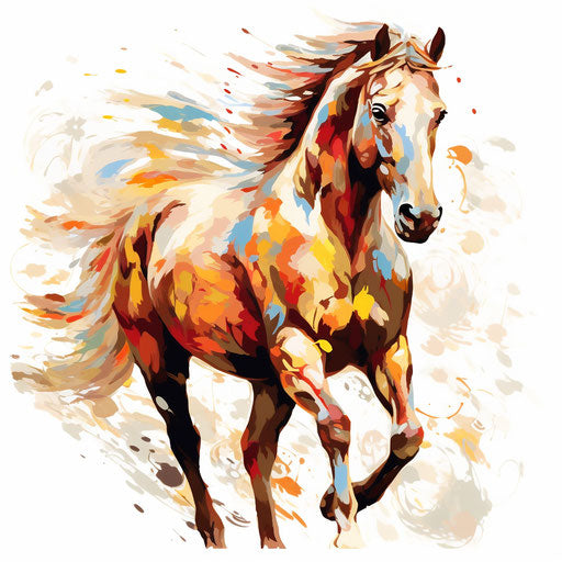 Horse clipart in the style of Impressionistic Art, on white background