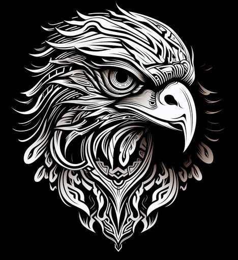 Eagle with tribal design, exquisite black and white engravings