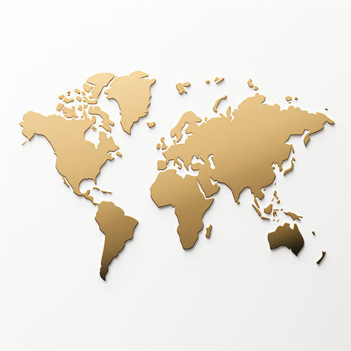 World map in Minimalist style, on white background