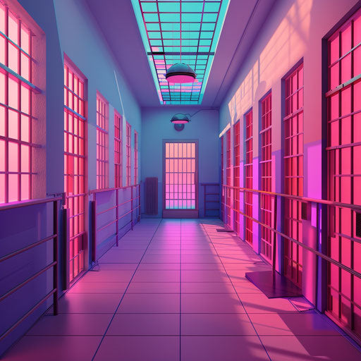 Prison clipart with random background and vibrant tones