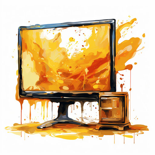 Monitor clipart in the style of Oil painting, on a white background