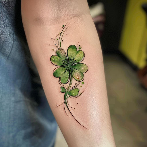 Flat vibrant clover tattoo sketch with minimalist accents