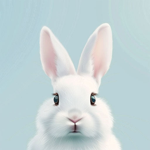 Cute bunny clipart in photo realistic style with flat blue background