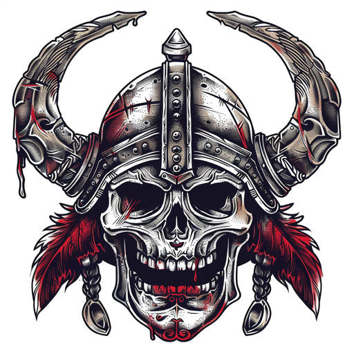 Warrior skull with Viking helmet tattoo