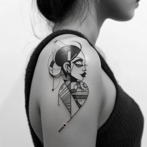 Shoulder tattoos for females with geometric patterns