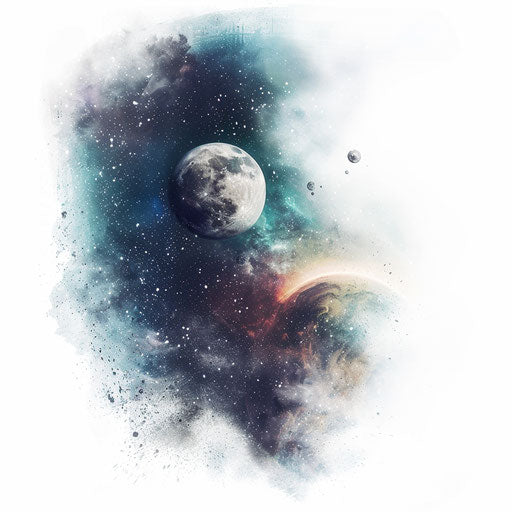Photo realistic outer space clipart on flat white background