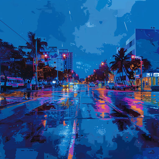 Realistic street clipart on vibrant royal blue background