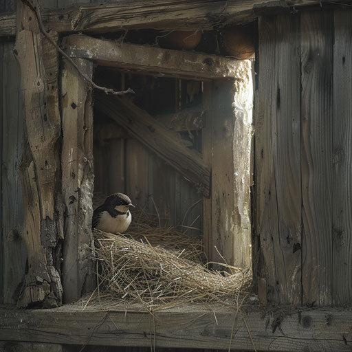 Barn swallow nestling in a cozy barn