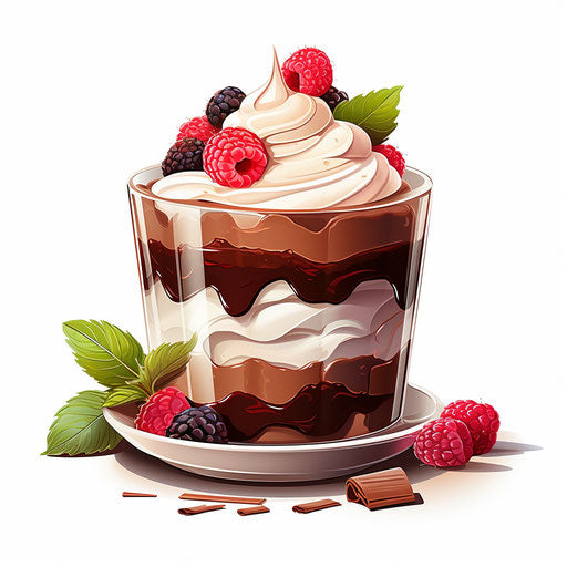 Dessert clipart in the style of Chiaroscuro Art on white background