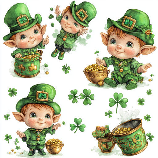 St. Patrick's Day, cute baby Irish leprechauns