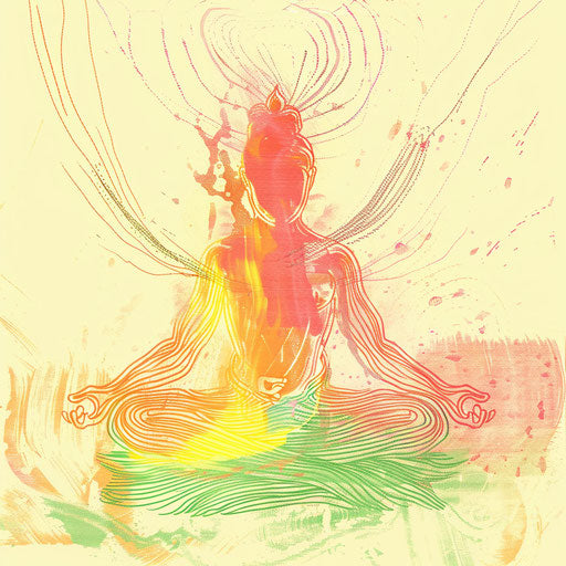 Inspired tattoo sketch of a yogi with colorful aura