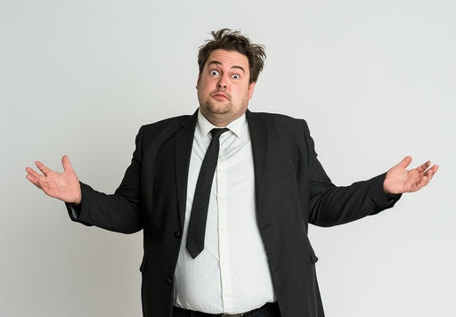 Confused business man on white background