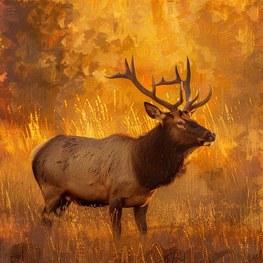 Elk in the golden light of sunset