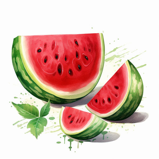 Watermelon clipart in the style of oil painting, on a white background
