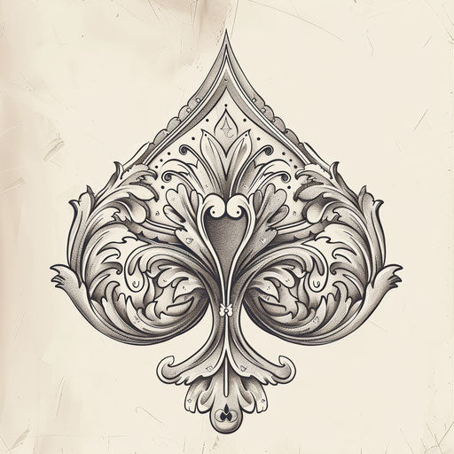 Draw a vintage-inspired spade tattoo design