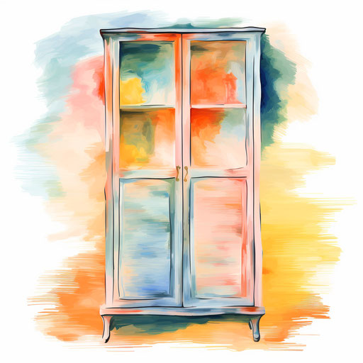 Cupboard clipart in the style of Impressionistic Art