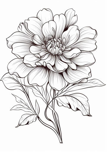 Black and white flower design, pseudo-realistic style