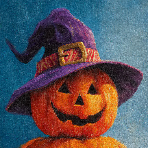 Orange Pumpkin with a Purple Witch Hat