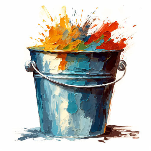 Bucket clipart in Impressionistic style on white background