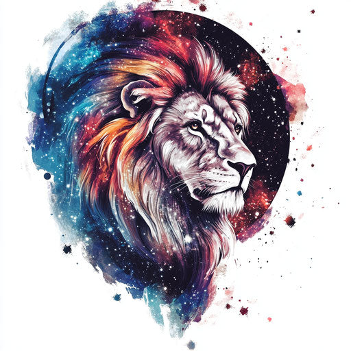 Lion tattoo sketch of lion's head with galaxy background