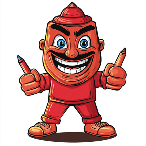 Corporate Red Crayon Caricature Clipart Packages for Branding