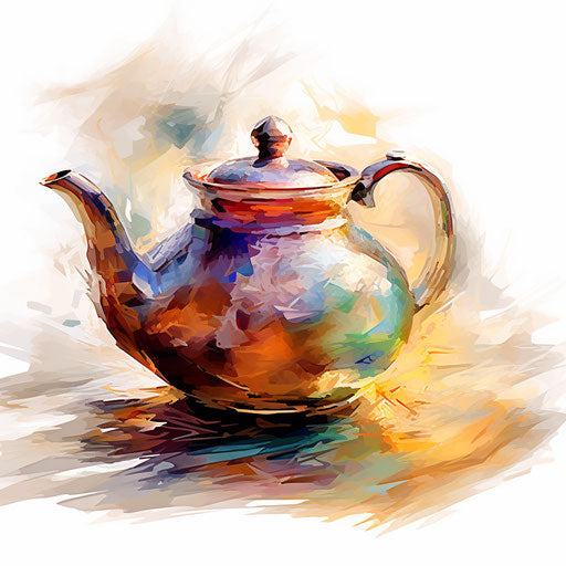 Teapot clipart in the style of Impressionistic Art, on white background