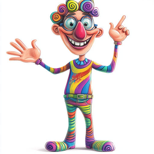 Humorous caricature of a helping others clipart with exaggerated human features