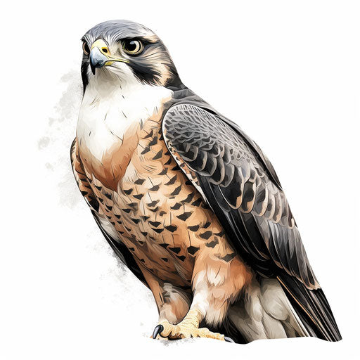 Falcon clipart in the style of Chiaroscuro Art, on a white background