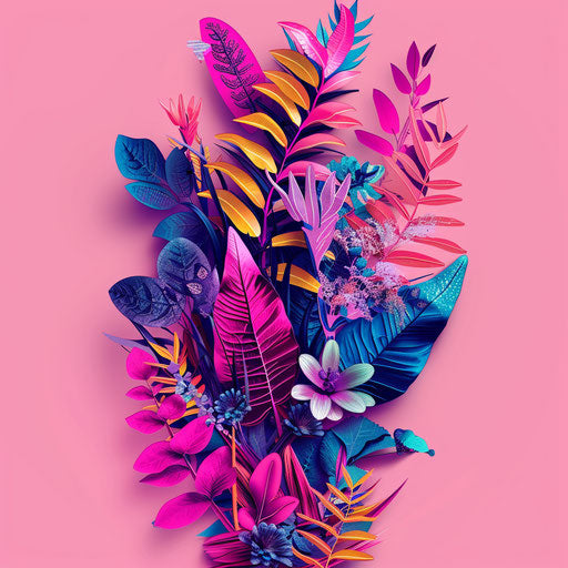 Realistic nature clipart on bright magenta background