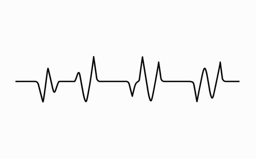 Hand drawn heart beat monitor sign isolated on white background