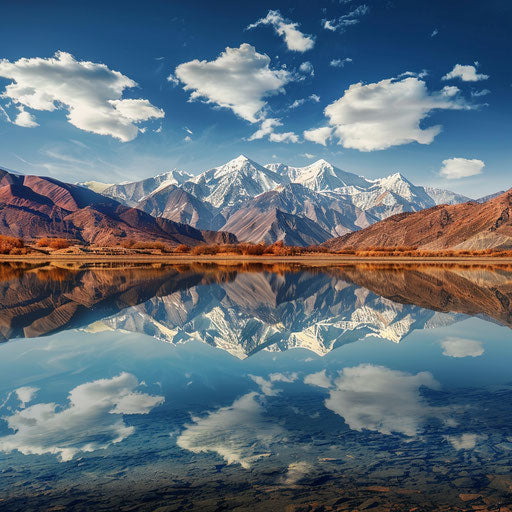Kunlun Mountains reflected in a serene lake