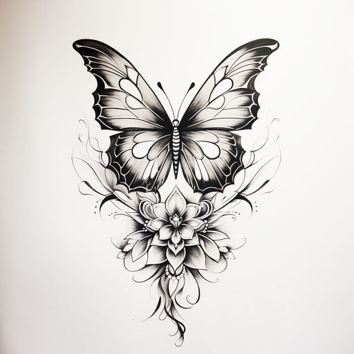 Stylized black and white butterfly