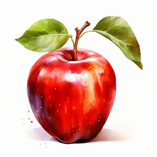 Apple clipart in the style of Oil painting, on a white background