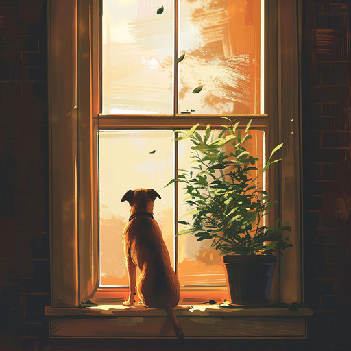 Heartwarming pet waiting at window, perfect for animal lovers