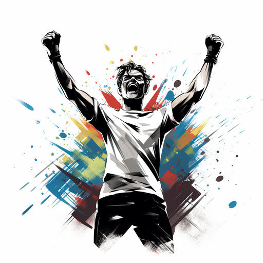 Victorious illustration in the style of Chiaroscuro Art, on a white background