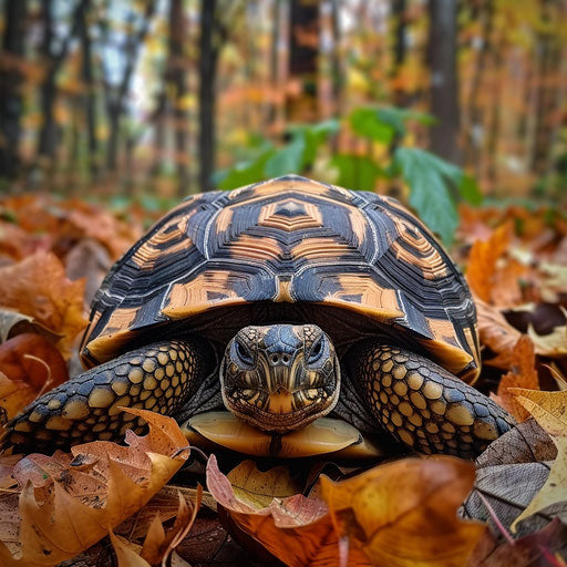 Texan tortoise in the autumn forest