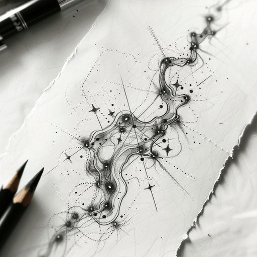 Dynamic sketch of the Aquarius constellation with abstract energy beams