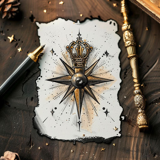 Royal flat tattoo sketch of the North Star