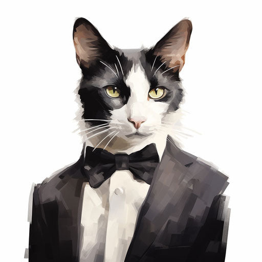 Oil painting style tuxedo clipart on white background