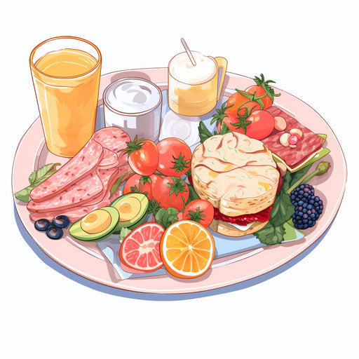 Lunch clipart in the style of Pastel Colors Art, on a white background