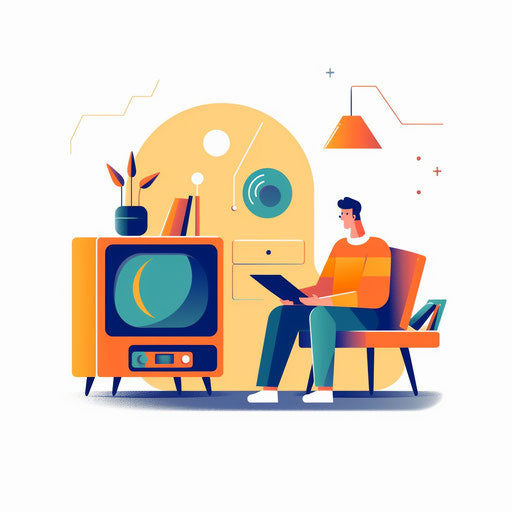 Minimalist TV Clipart on White Background